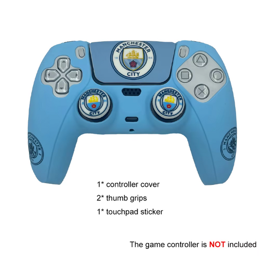 Manchester City PS5 Dualshock controller silicone skin with touchpad and thumb grips
