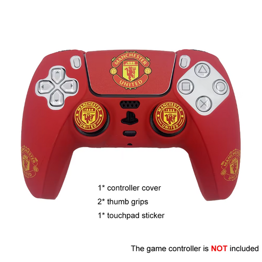 Manchester United PS5 Dualshock controller silicone skin with touchpad sticker and thumb grips