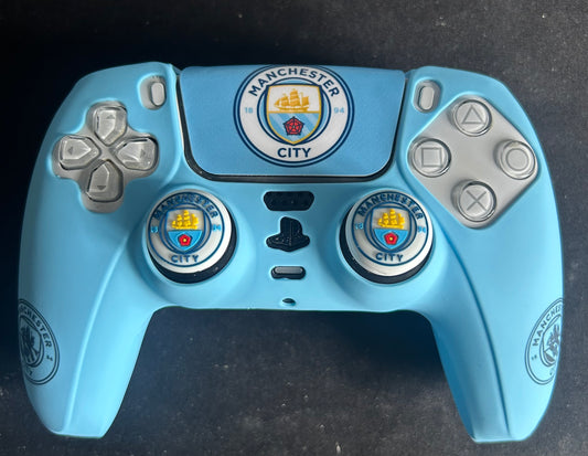 Manchester City PS5 Dualshock controller silicone skin with touchpad and thumb grips